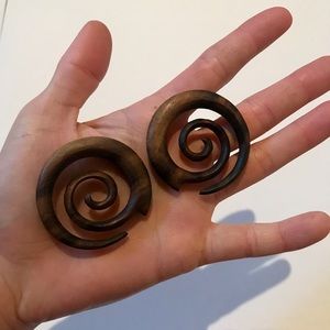 0g wood spiral earrings